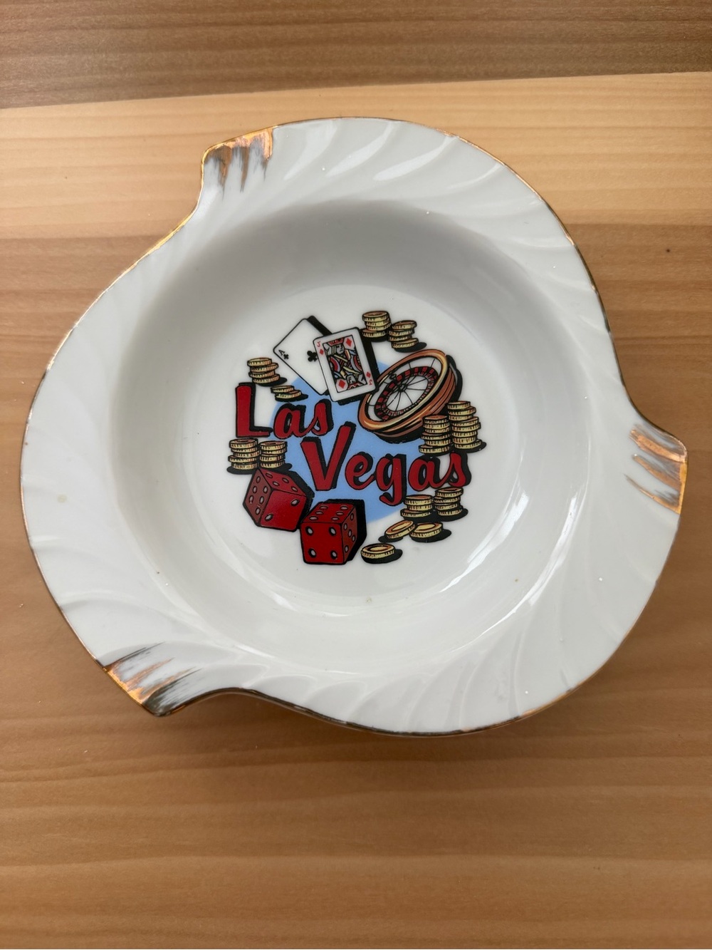 Vintage Las Vegas Souvenir Dish Dice & Cards